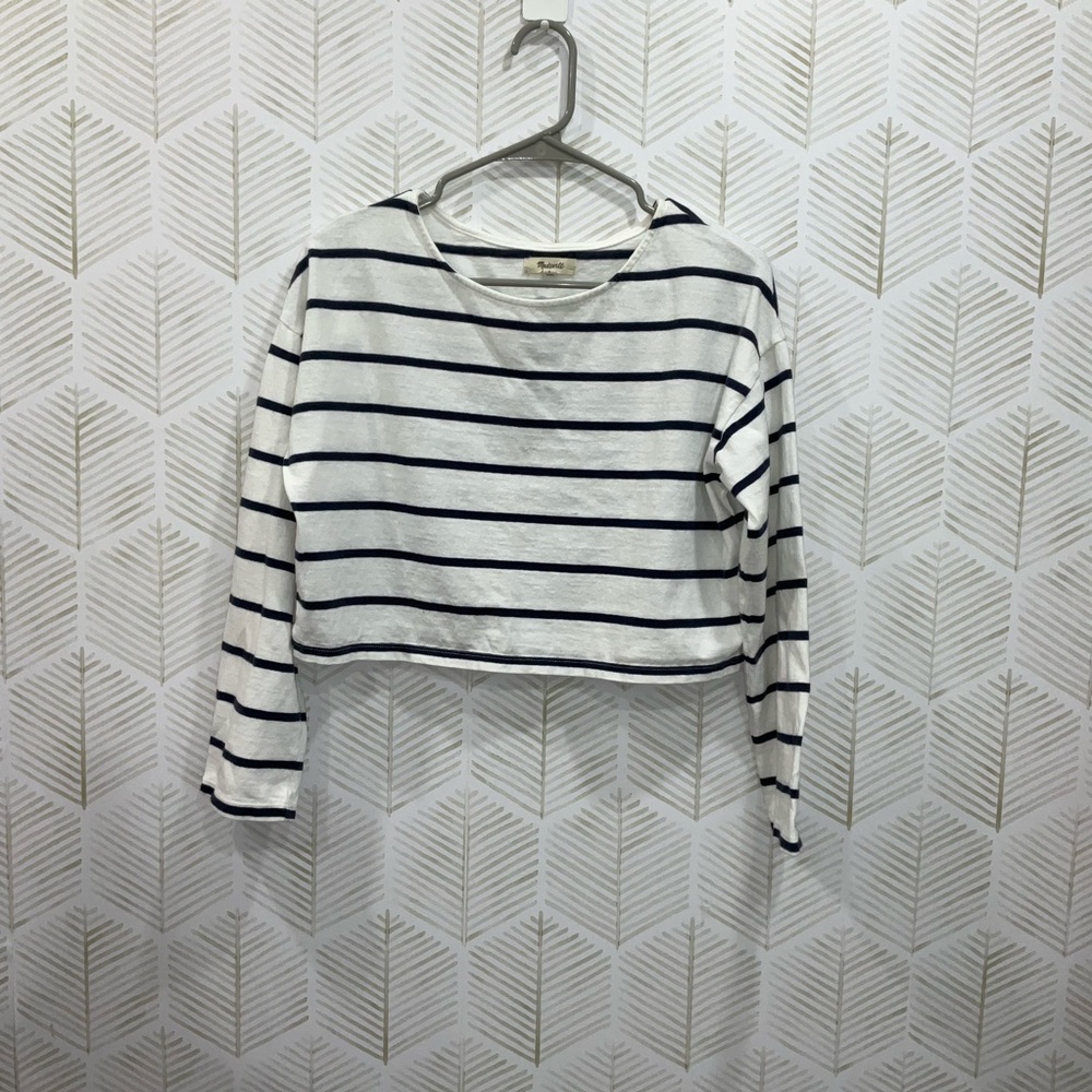 Madewell Navy and White Striped Top